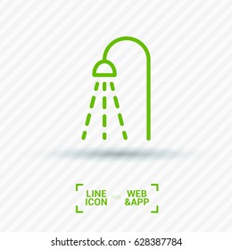 Shower bathroom line vector icon