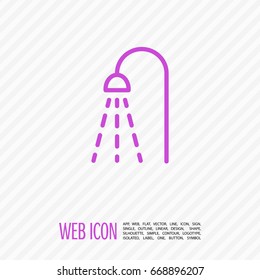 Shower bathroom line vector icon