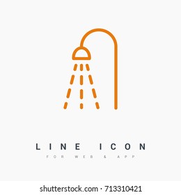 Shower bathroom line vector icon