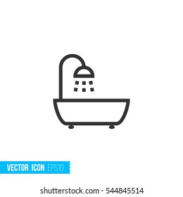Shower, bathroom. Real estate outline vector icon