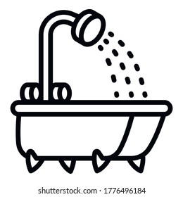 Shower bathtub icon. Outline shower bathtub vector icon for web design isolated on white background