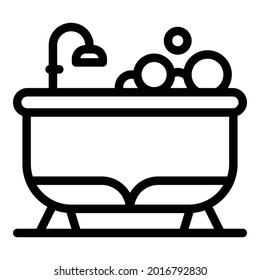 Icono de la bañera de ducha. Icono vector de la bañera de ducha de contorno para diseño web aislado en fondo blanco