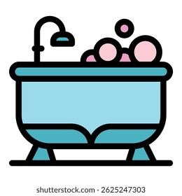 Shower bathtub icon. Outline shower bathtub vector icon color flat isolated