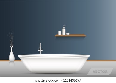 Shower bathtub interior design and decorative art., Vector, Illustration