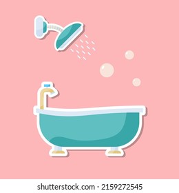 Shower and Bathup illustration sticker vector