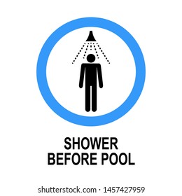 Shower Before Pool Icon - Warning Sign or Attention Symbol - Vector.