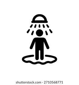 Icono de la ducha antes de nadar aislado en el fondo blanco