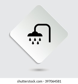 Shower - black vector icon  on a paper button