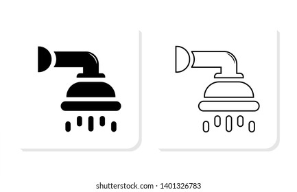 Shower Black and White Square Icon Illustration