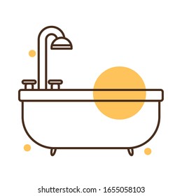 Shower block and line style icon design, Bathroom home houise interior modern room luxury apartment and hotel theme Vector illustration