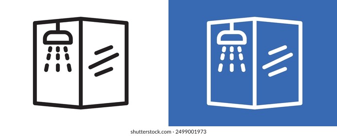 Shower cabin bathroom icon logo sign set vector outline
