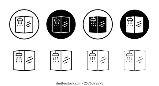 Shower cabin bathroom icon logo sign set vector outline