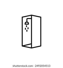 Shower cabin bathroom icon outline collection in black and on white background
