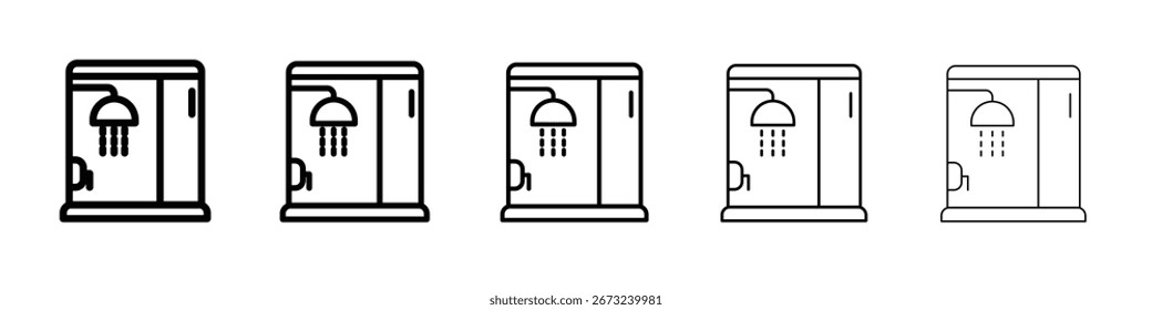shower cabin bathroom icon thin line outline set or collection