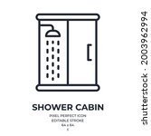 Shower cabin editable stroke outline icon isolated on white background flat vector illustration. Pixel perfect. 64 x 64.