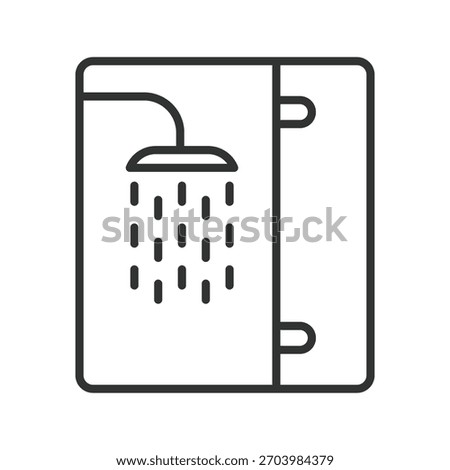 Shower cabin icon in line design. shower cabin, bath cabin, bathroom unit, glass shower on white background vector. shower cabin editable stroke icon