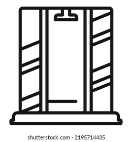 Shower Cabin Icon Outline Vector. Glass Door. Water Design