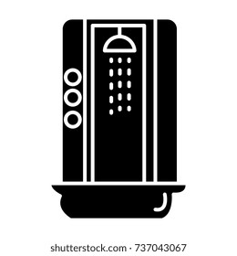 shower cabin icon, vector illustration, black sign on isolated background