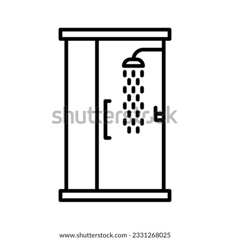 Shower cabin icon.Bathroom isolated on white background. Vector illustration in line style.