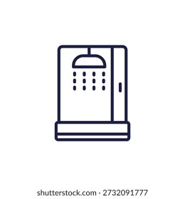 Shower cabin line icon on white