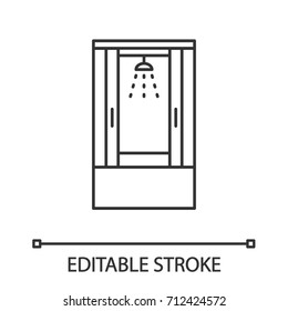 Shower cabin linear icon. Thin line illustration. Shower stall, cubicle. Contour symbol. Vector isolated outline drawing. Editable stroke