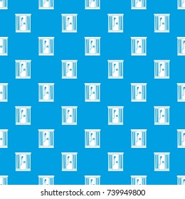 Shower cabin pattern repeat seamless in blue color for any design. Vector geometric illustration