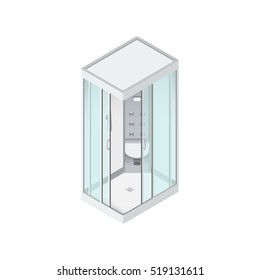 shower cabin realistic Isometric Vector Illustration Created For Mobile, Web, Decor, Print Products, Application on white background