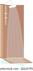 Objeto vector de color semiplano de cabina de ducha. Elemento de tamaño completo sobre blanco. Tomar una ducha refrescante en temporada de verano aislada ilustración de estilo de dibujos animados modernos para diseño gráfico y animación