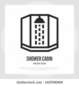 Shower cabin thin line icon. Bathroom element. Vector illustration.