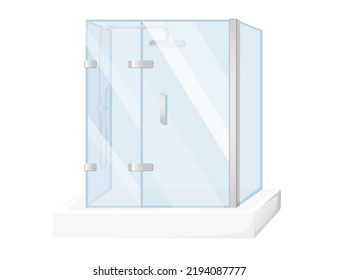 Shower cabin with transparent glass vector illustration isolated on white background
