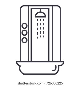 shower cabin vector line icon, sign, illustration on background, editable strokes