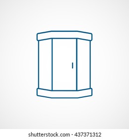 Shower Cabinet Blue Line Icon On White Background
