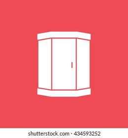 Shower Cabinet Flat Icon On Red Background