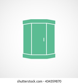 Shower Cabinet Green Flat Icon On White Background