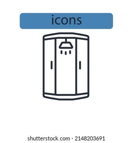 Shower cabins icons  symbol vector elements for infographic web