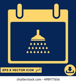 Shower Calendar Day icon. Vector EPS illustration style is flat iconic symbol, yellow color.