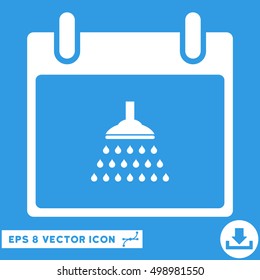 Shower Calendar Day icon. Vector EPS illustration style is flat iconic symbol, white color.