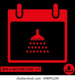 Shower Calendar Day icon. Vector EPS illustration style is flat iconic symbol, red color.