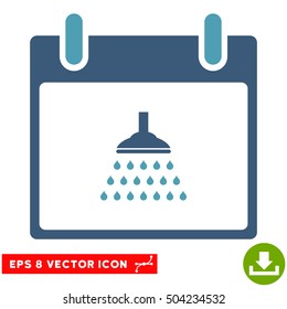 Shower Calendar Day icon. Vector EPS illustration style is flat iconic bicolor symbol, cyan and blue colors.