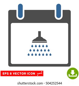 Shower Calendar Day icon. Vector EPS illustration style is flat iconic bicolor symbol, cobalt and gray colors.