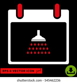 Shower Calendar Day icon. Vector EPS illustration style is flat iconic bicolor symbol, red and white colors.