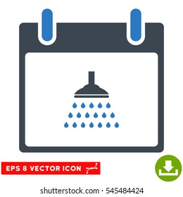 Shower Calendar Day icon. Vector EPS illustration style is flat iconic bicolor symbol, smooth blue colors.