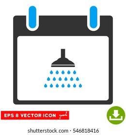 Shower Calendar Day icon. Vector EPS illustration style is flat iconic bicolor symbol, blue and gray colors.
