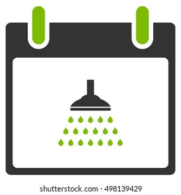 Shower Calendar Day vector pictogram. Style is flat graphic bicolor symbol, eco green and gray colors, white background.