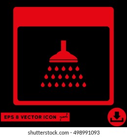 Shower Calendar Page icon. Vector EPS illustration style is flat iconic symbol, red color.