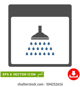 Shower Calendar Page icon. Vector EPS illustration style is flat iconic bicolor symbol, cobalt and gray colors.