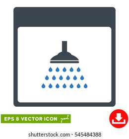 Shower Calendar Page icon. Vector EPS illustration style is flat iconic bicolor symbol, smooth blue colors.