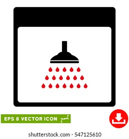 Shower Calendar Page icon. Vector EPS illustration style is flat iconic bicolor symbol, intensive red and black colors.