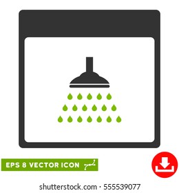 Shower Calendar Page icon. Vector EPS illustration style is flat iconic bicolor symbol, eco green and gray colors.