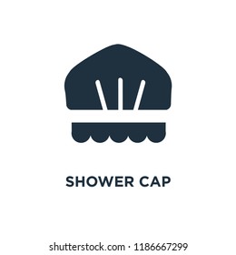 Shower Cap Icon. Black Filled Vector Illustration. Shower Cap Symbol On White Background. Can Be Used In Web And Mobile.